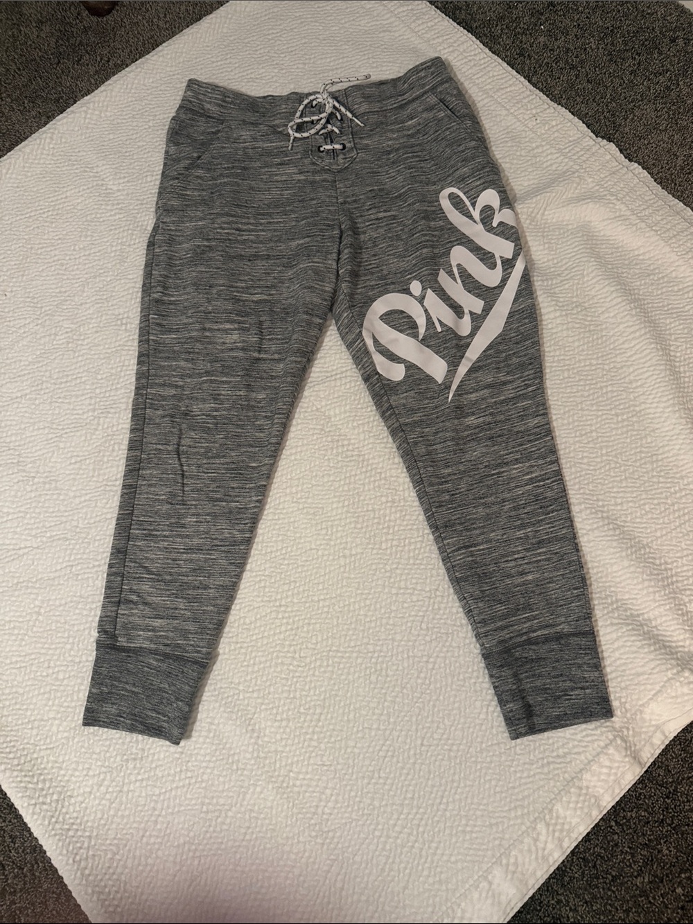 PINK Victoria's Secret Gray Marled Logo Joggers